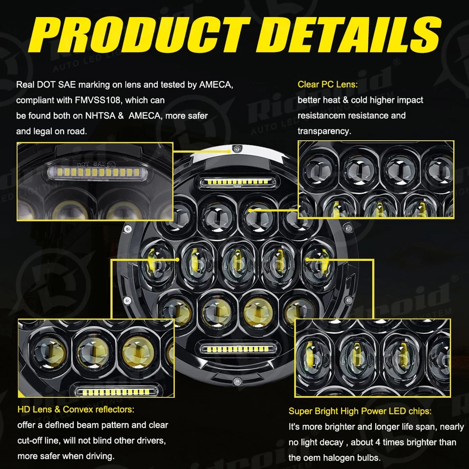 150W 7" inch LED Headlight for Harley Davidson Street Glide Special FLHXS FLHX - Image 2 of 4
