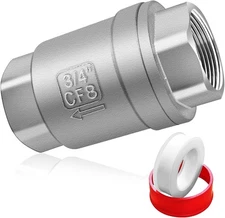 3/4 NPT Thread Spring Check Valve, Stainless Steel Non Return One Way Horizontal