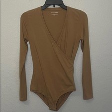 Banana Republic Wrap Front Bodysuit Tan Size Small