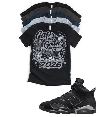 Jordan 6 Cap and Gown Matching T-Shirt    Cap N Gown Me Sneaker Match Tee