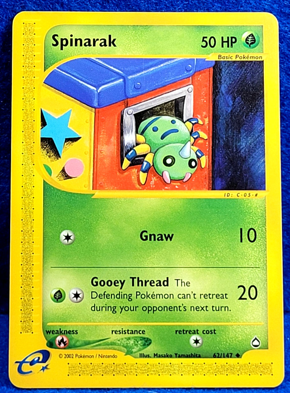Spinarak Aquapolis e-Series Near Mint 62/147 Regular Pokemon Uncommon 2002