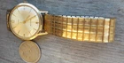 TIMEX  MENS  1966 GOLD DIAL  AUTOMATIC WIND 34MM  STRETCH STRAP