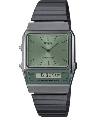 CASIO Men Quartz Casual Watch Classic Dress Green Dial Waterproof Rectangle Spor