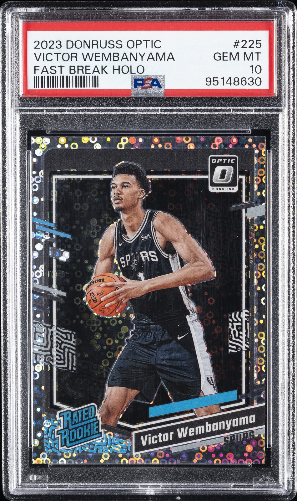 2023 PANINI DONRUSS OPTIC FAST BREAK HOLO #225 VICTOR WEMBANYAMA PSA 10