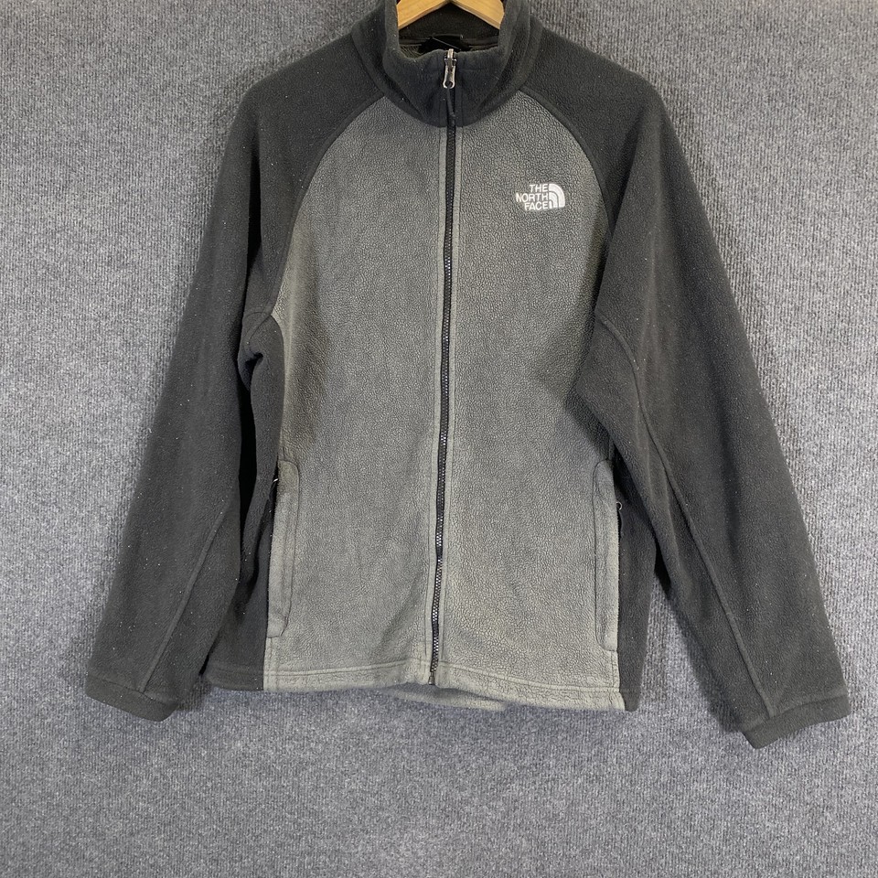 The North Face Jacket Mens L Grey Black Full Zip Fleece Outdoor Winter Hiking