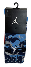 Nike Air Jordan Crew Socks Blue Camo Jumpman Men's Size M 6-8 NEW