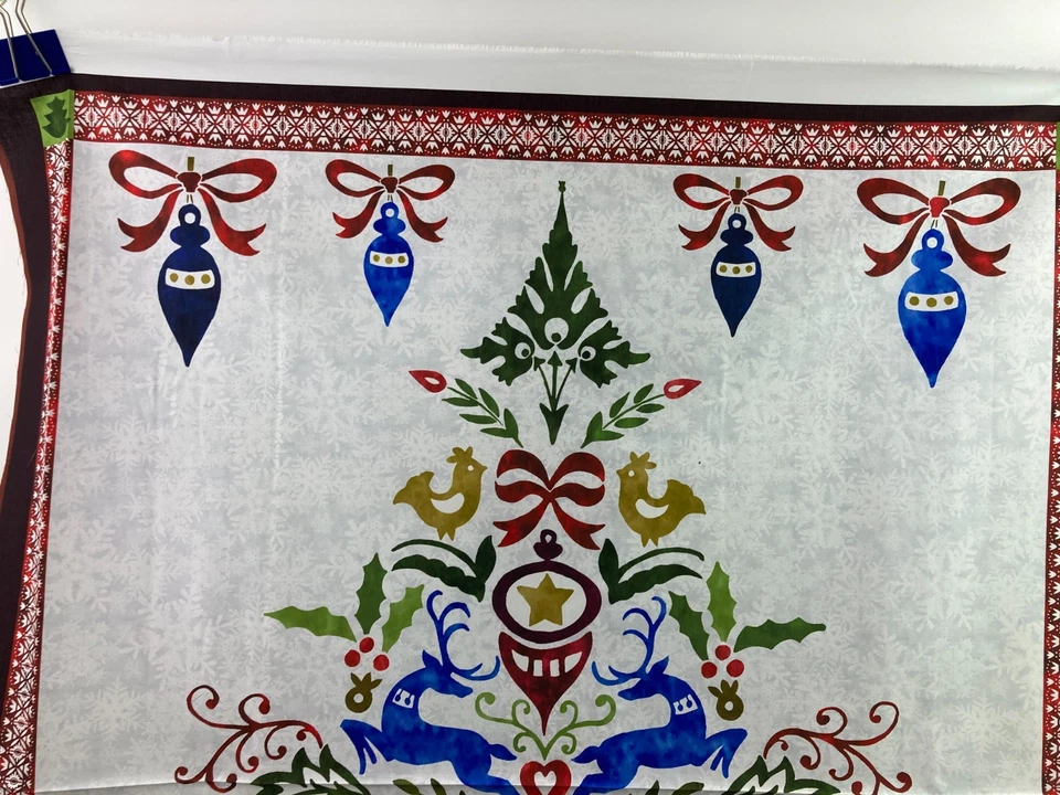 Scandinavian Tree Fabric Panel New Snow Deer Partridge In The Beginning Studio - Image 3 of 4