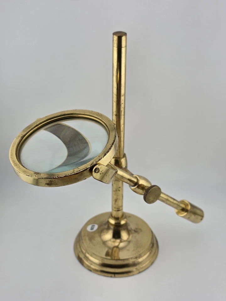 Antique C 1920's Solid Brass Desk Top Magnifying Glass Three Way Adjustable. - Image 4 of 4