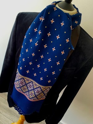 Vintage Herren 70er MOD blau bunt PAISLEY MUSTER PSYCHEDELISCH WEICHES GEFÜHL LANGER SCHAL