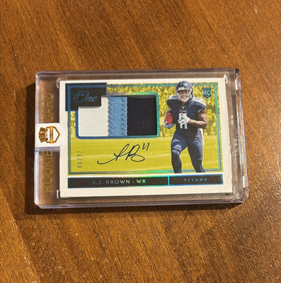 A.J. Brown 2019 Panini One Blue Rookie Patch Auto #10 Titans Ole Miss Eagles /99