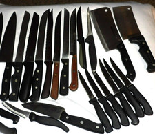 Lotto MISTO di 24 VARI COLTELLI da cucina Farberware LAMA MIRACOLOSA Quikut e ALTRO