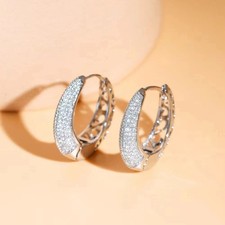 2Ct Round Cut Lab Created Diamond Women's Hoop Earrings 14K White Gold Plated