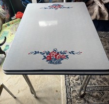 Vintage 1930s Porceliron Enamel Top Kitchen Table Beaver Falls PA Chrome Legs