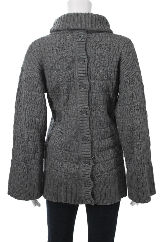 Cárdigan con botones de cuello alto gris oscuro Lacoste para mujer talla 34 Foto 3 de 4