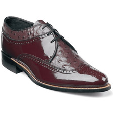 Stacy Adams Mens Dayton Burgundy Shoes Wing Tip Ostrich Print Shiny 00375-05