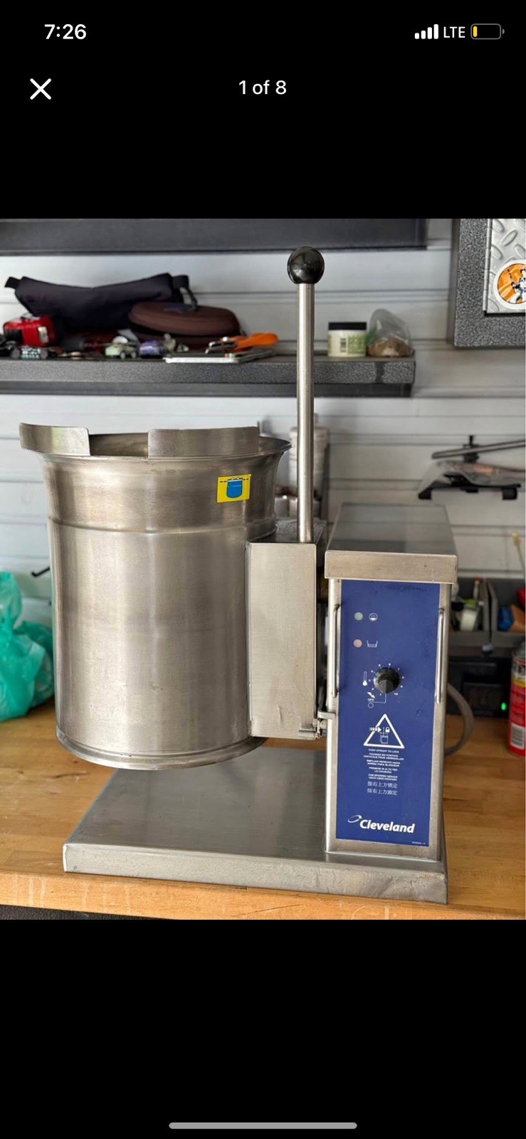Cleveland KET3T 3gal Steam Kettle - Manual Tilt, 2/3 Jacket, 208v/3ph Tested!