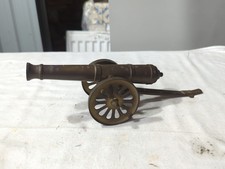 Small Vintage Brass Cannon On Wheels Ornament