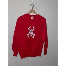 Vintage Native American Sweatshirt Indian Turtle Red Jerzees Crewneck VTG 90s L