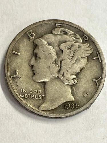 1936-S Mercury dime, 90% silver, Fine Cond., By REEDERSONG
