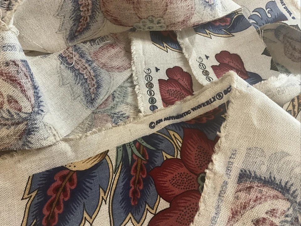 VTG Waverly Jacobean Floral Pinehurst Cotton Fabric 56”x48” Scotchgard Upholste - Image 3 of 4