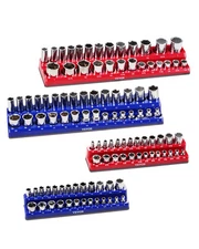 VEVOR Magnetic Socket Organizer Set 4PCS Socket Trays Blue & Red for Metric SAE
