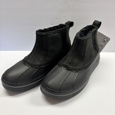 Crocs AllCast Duck Slip On Boots Men's 10 Black Faux Fur Lined NWT 12775