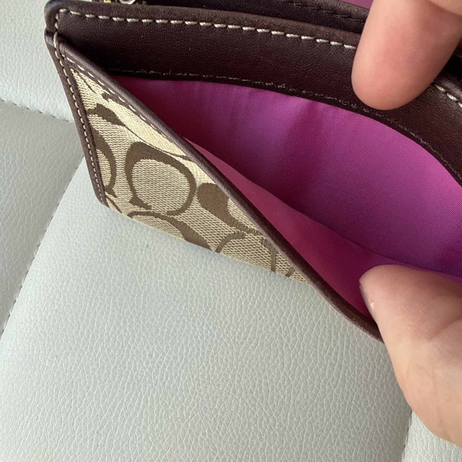 Coach Signature C Pink Stripe Purse Clutch Chain Link Limited Edition Y2K RARE thumbnail 11