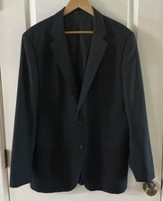 Hugo Boss 100% Virgin Wool Blazer 44R • Navy Blue • Two‑Button & Dual Vent