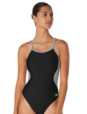 New Without Tags Speedo Womens Swimsuit Eco Splice Flyback Black Size 8/34