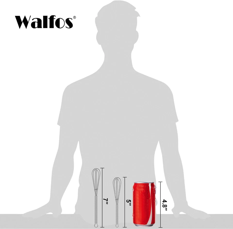 Mini batedor de aço inoxidável, pequeno batedor 2 peças, 5 polegadas e 7 polegadas pequeno batedor para Whisk - Imagem 3 de 4