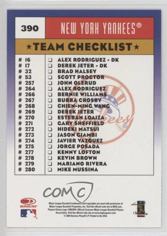 2005 Donruss Team Checklist Alex Rodriguez #390 - Image 2 of 2