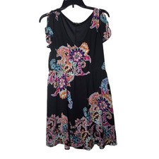 Express Dark Floral Paisley Mini Dress Size Medium Boho Multicolor Summer Short