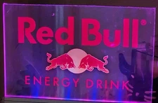 Red Bull Energy Drink Back Bar LED Light Up Acrylic Sign Game Room Man Cave Pub