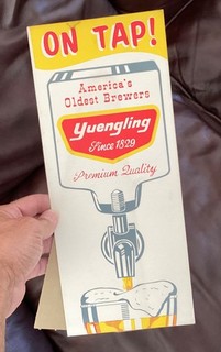 Old Yuengling Beer Sign On Tap Easle Back Pottsville PA Cardboard Advertising.