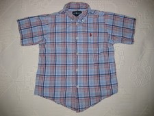 BOY'S RALPH LAUREN POLO SHORT SLEEVED PLAID COTTON BUTTON DOWN SHIRT SIZE 5