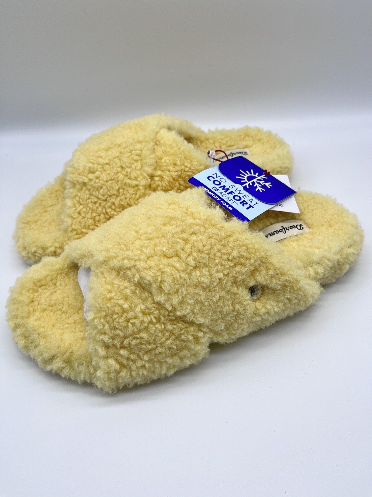 PANTOFOLA D’ORO Dearfoams Donna Maddy Teddy Crossband MFB Slide Sunshine NUOVO ? Taglia S (5 6)