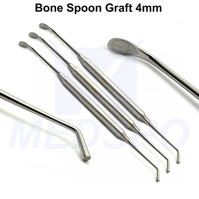 3 PCS Dental Implant Bone Spoon Graft Packer 4mm Scoop Bone Grafting Instrument