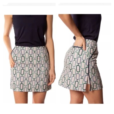 Golftini PFLG Let Go Beige Print Performance Skort w UPF30+  Size 4  NWT
