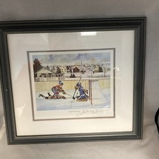 Legendary Rivals Hockey Print NHL Johnny Bower Signature COA On Back Of Frame