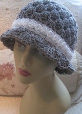 Womens 4 Season Cloche Hat Flapper Ladies 1920s Black White Lace Pearls One Size