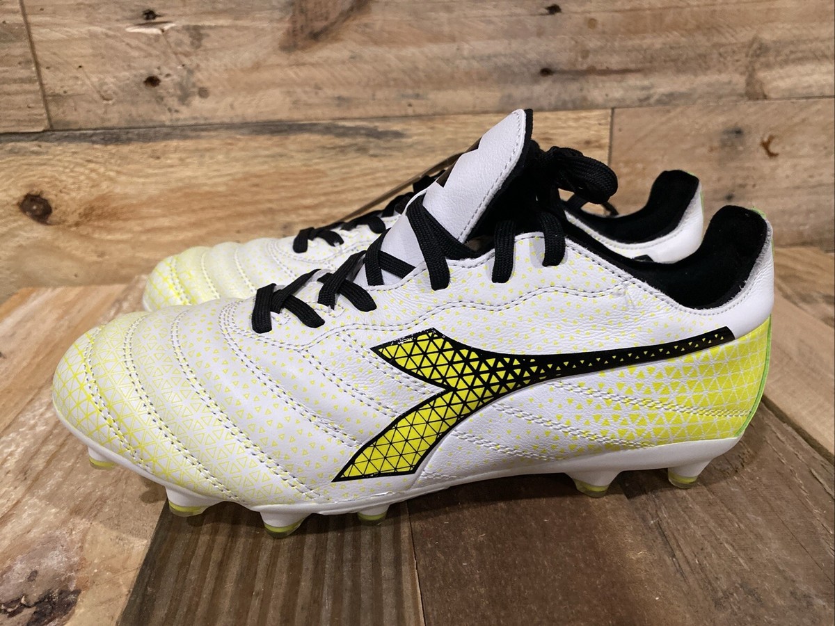Diadora Brasil Elite GR LT LP 12 Soccer Cleats White Yellow Mens