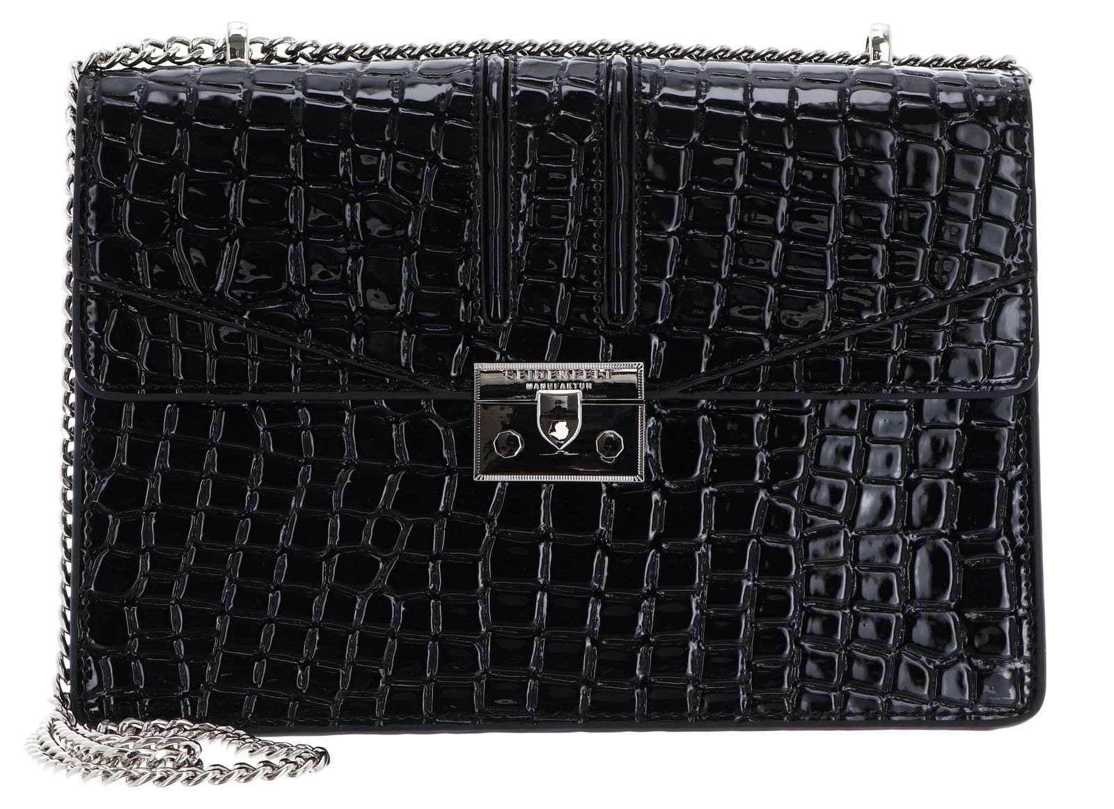SEIDENFELT MANUFAKTUR evening bag Roros Big Croco Print Black