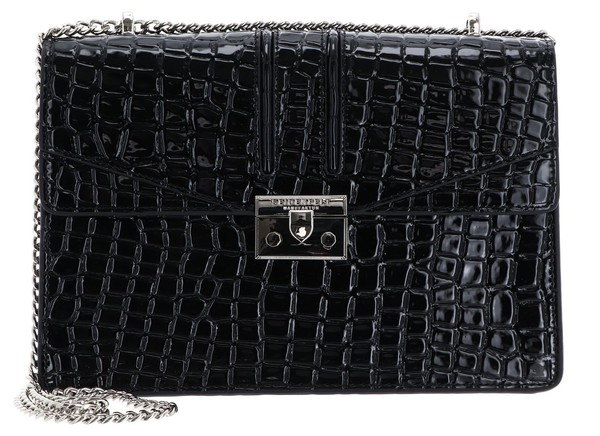 Seidenfelt Manufaktur Roros Big Abendtasche Tasche Croco Print Black Schwarz Neu-image