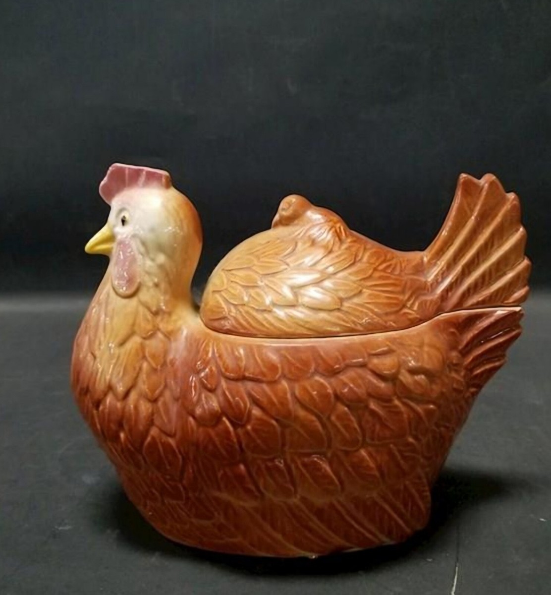 Vintage 1950's Napco Hen & Chick Chicken Ceramic Cookie Jar USA