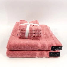 Tahari Home of 7  Towels 2 Bath 5 Wash  100% Cotton Reddish Pink New