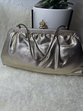 Vintage Gold Womens Clutch Evening Bag With Chain Handle. Snap Closure
