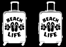 Beach Life Vacation Hibiscus TWO White Vinyl Decal Car Windows Laptop Notebook