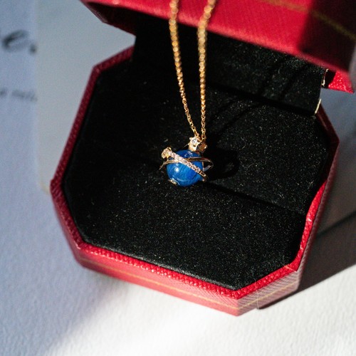 Saturn Necklace,Kyanite Planet Charm Blue Crystal Celestial Pendant Dainty Jewel - Picture 8 of 12