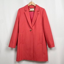 Hobbs Camellia Single Breasted Coat Jacket Size 6 Us Dark Pink Deep Coral