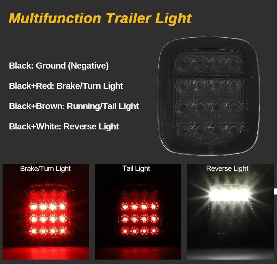 Luz trasera ahumada 16 LED parada de freno para Jeep Wrangler YJ TJ CJ universal Foto 3 de 4